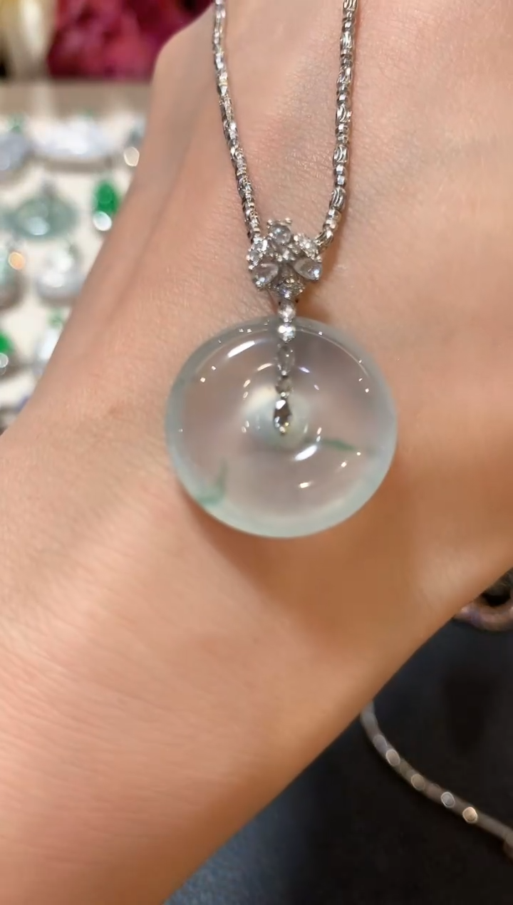 吊坠(不含链)18K金镶嵌翡翠n29 