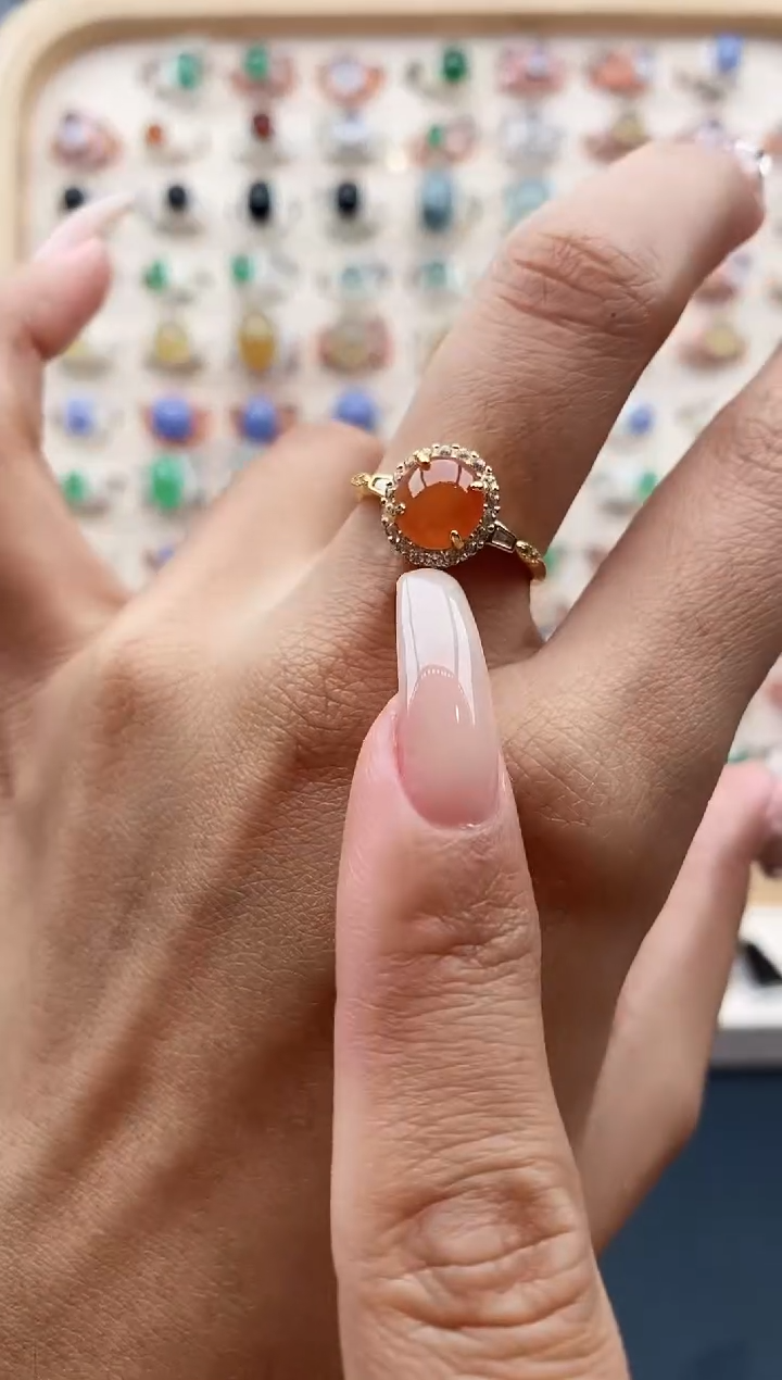 【闪购商品】翡翠戒指银S925镶嵌缅甸天然A货翡翠111  8+9