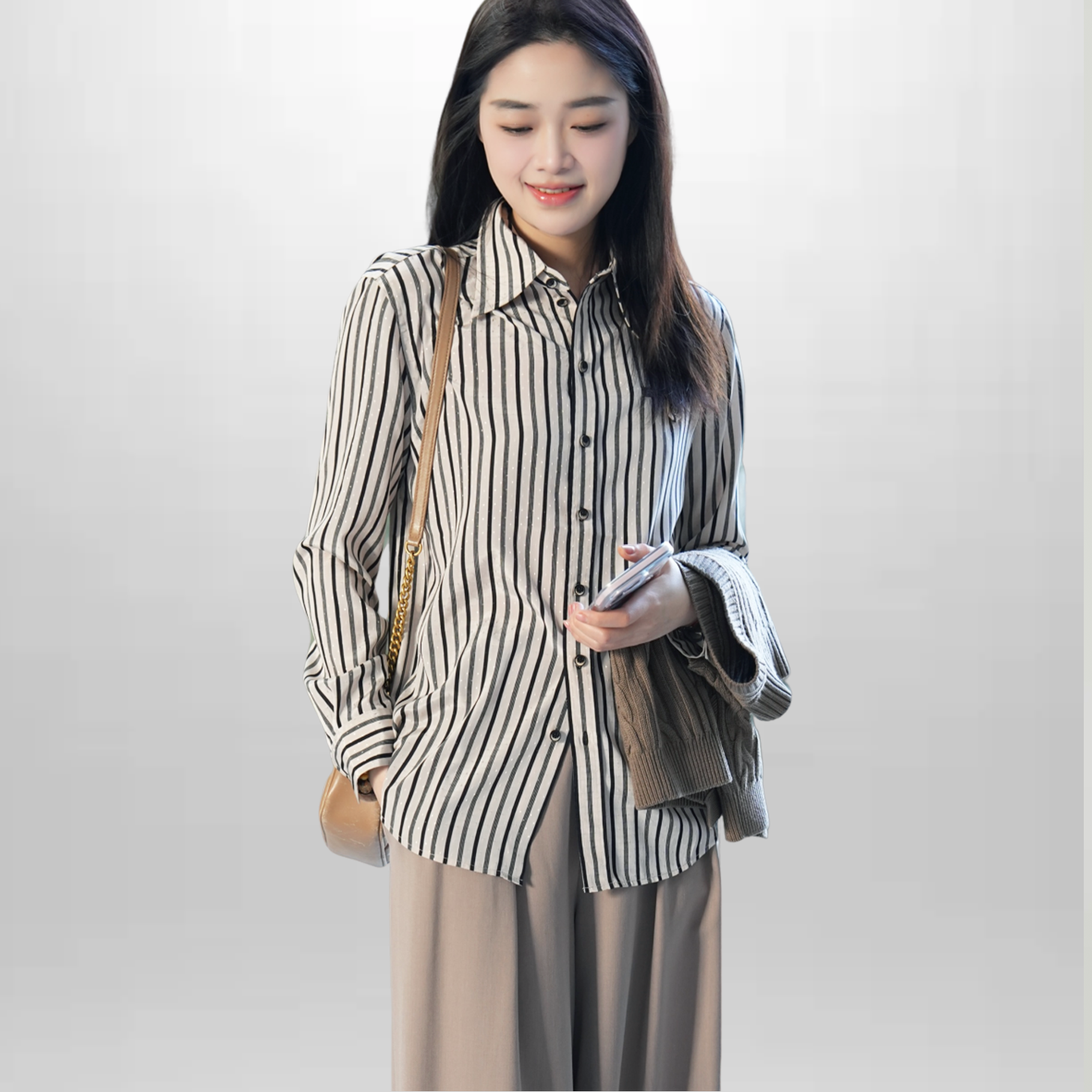 质感条纹垂坠感通勤衬衫5300848