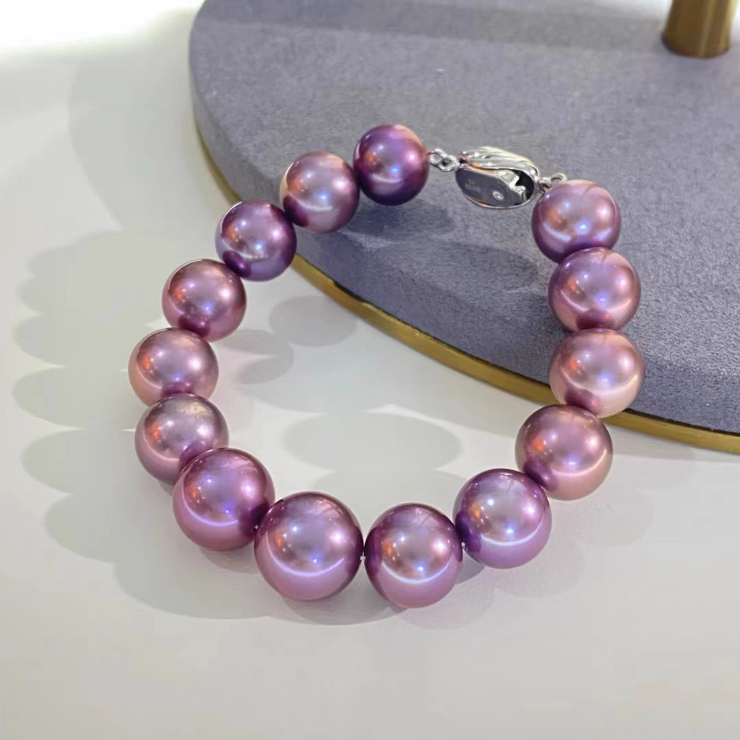 13-14mm正圆 极光 无暇 时尚饰品紫色