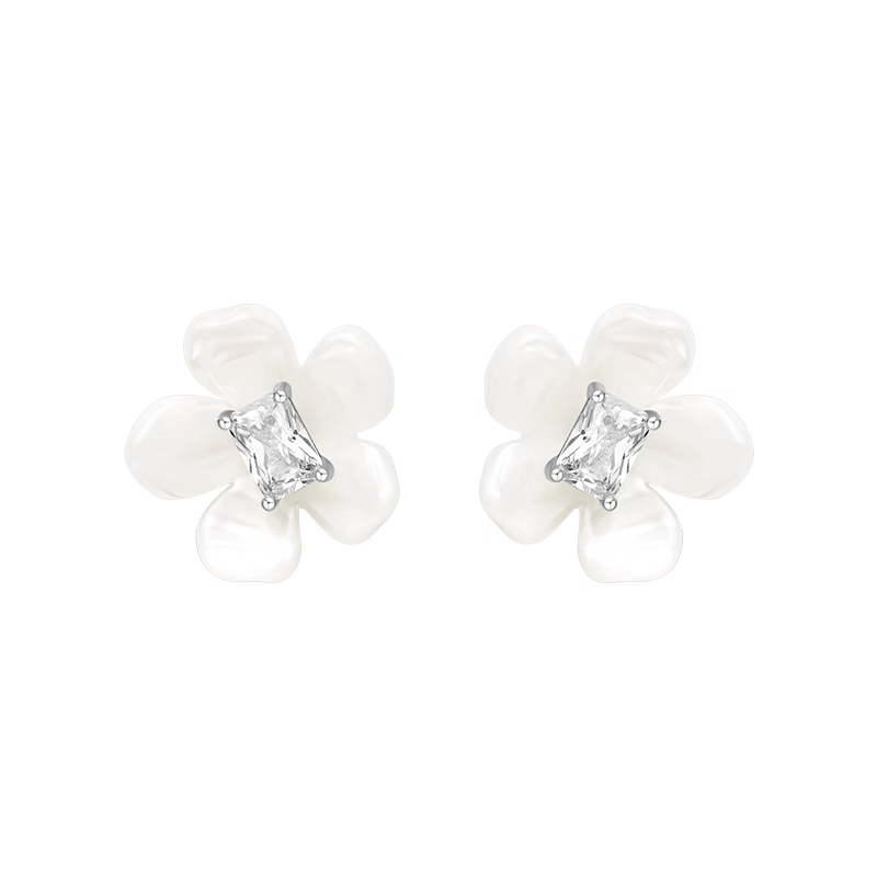 纯铜亚克力耳饰 925银针小苍兰耳钉 高级轻奢时尚个性复古耳饰