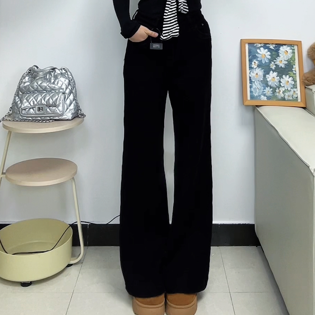 【透心黑喇叭裤加绒加厚】希希家严选^直筒喇叭裤显瘦秋冬款999