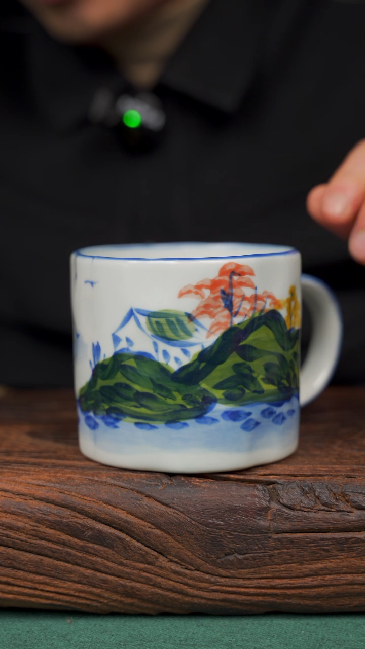 【闪购商品】瓷片90寻一缕瓷香杯釉下手工手绘瓷器