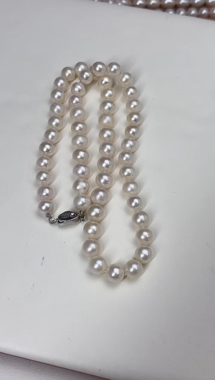 【闪购商品】淡水珍珠项链银S925镶嵌8MM淡水珍珠项链