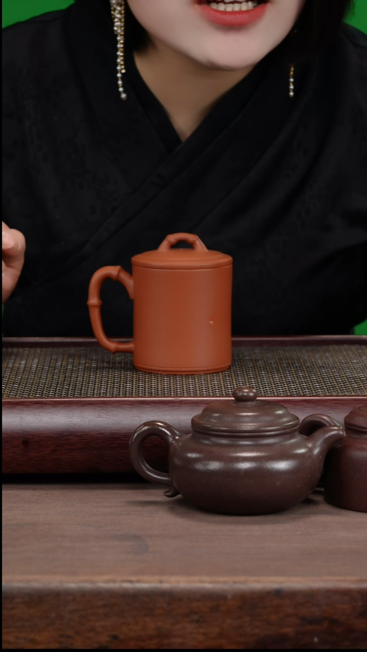 【闪购商品】紫砂茶壶零添加朱砂竹节盖杯