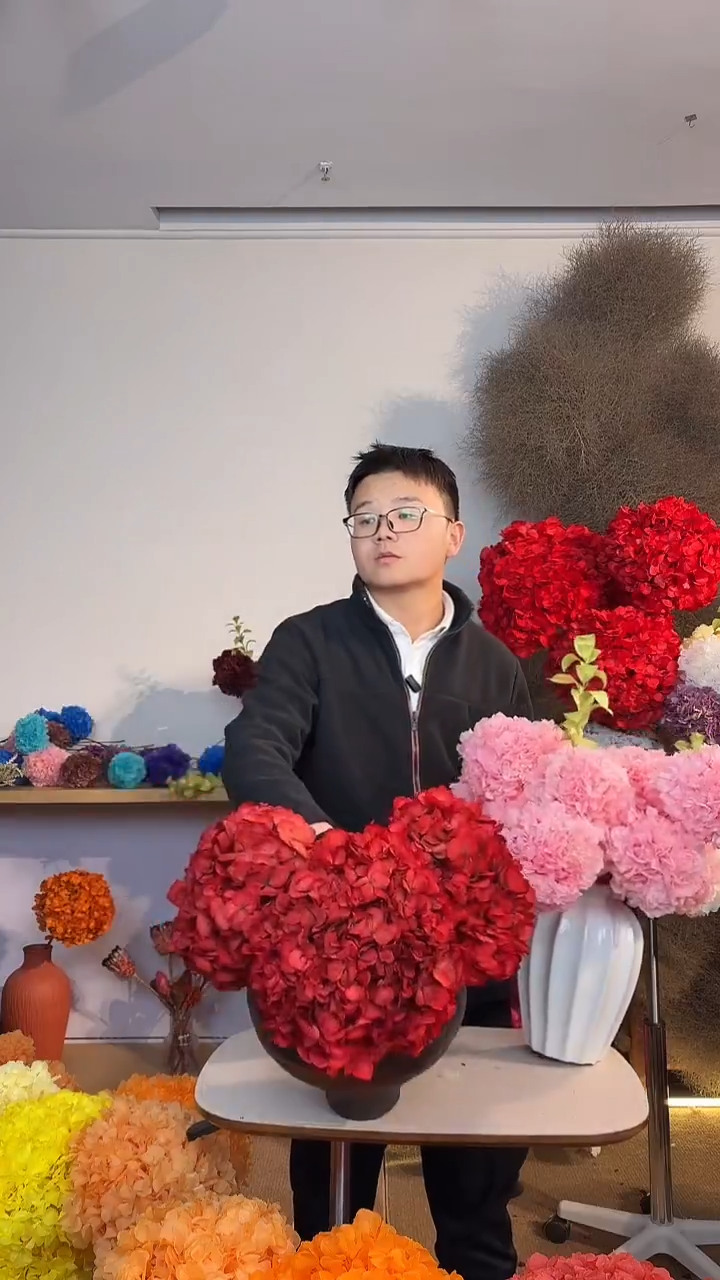 S级 吸色永生大叶绣球3枝 红