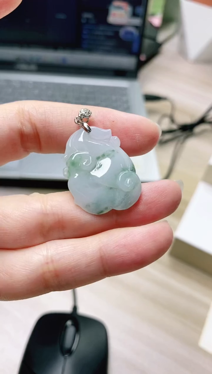 颈饰未镶嵌翡翠1天然缅甸翡翠A货如意