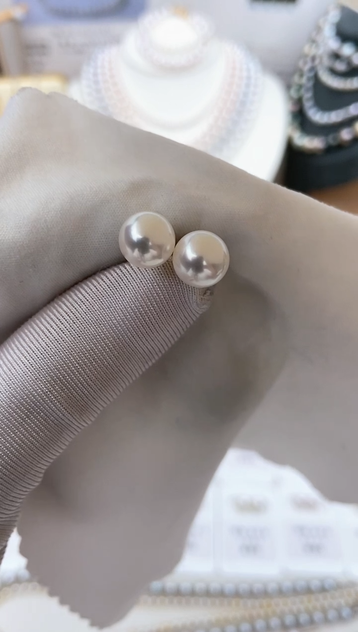 【闪购商品】海水珍珠耳饰18K金镶嵌特选福利8-8.5mm不退不换