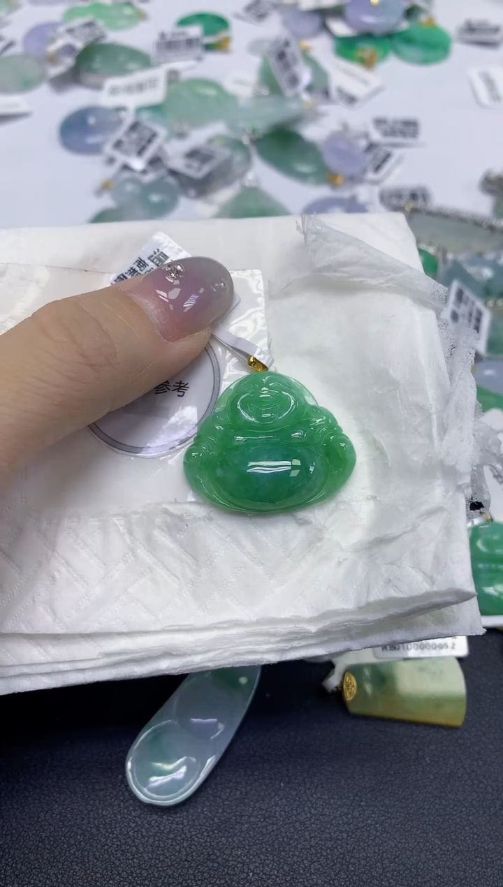 颈饰18K金镶嵌翡翠天然缅甸翡翠A货百元以上9元证书费自理