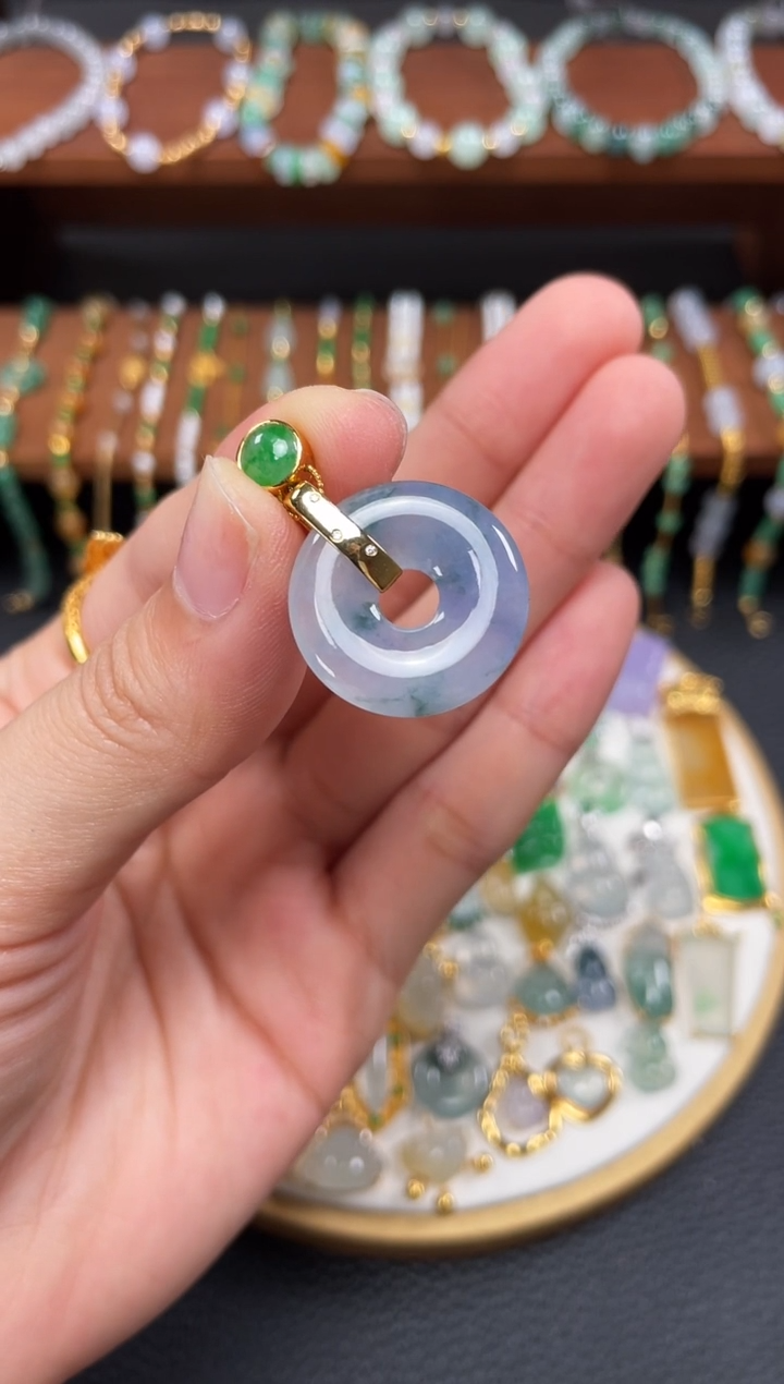 【闪购商品】翡翠吊坠(不含链)18K金镶嵌一个   JK348