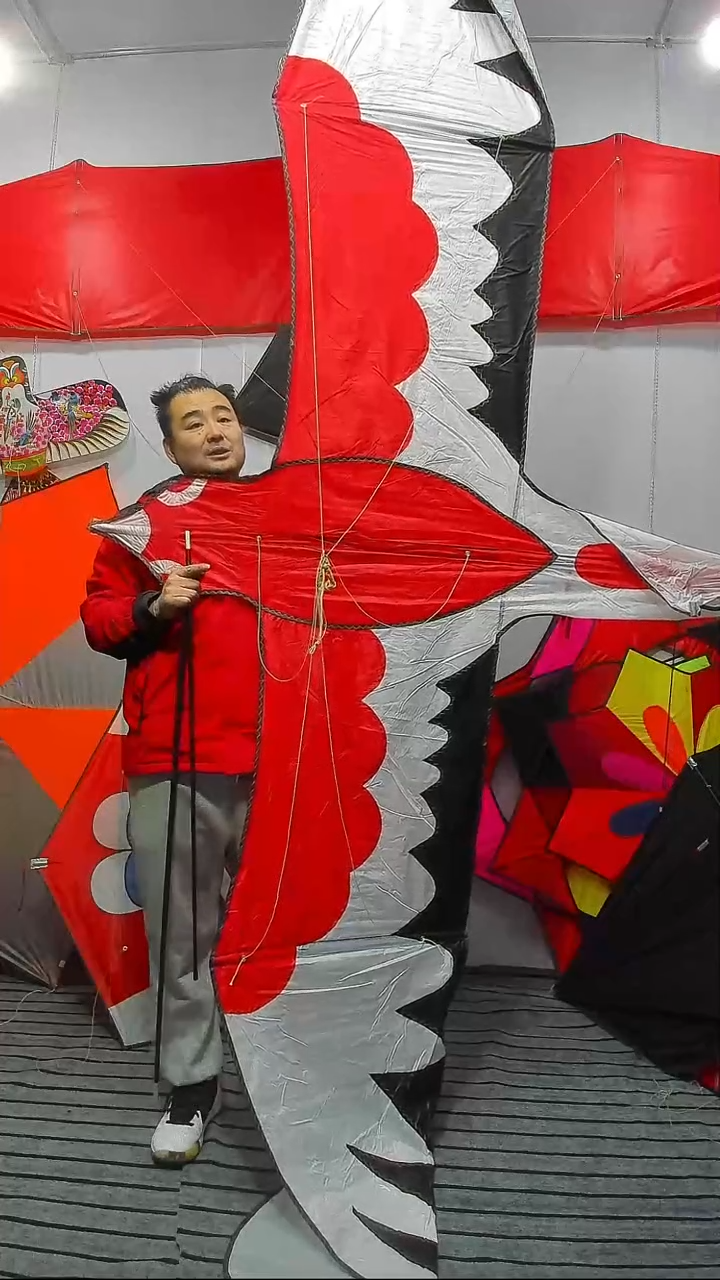 4米喜鹊红白黑伞布纯碳杆