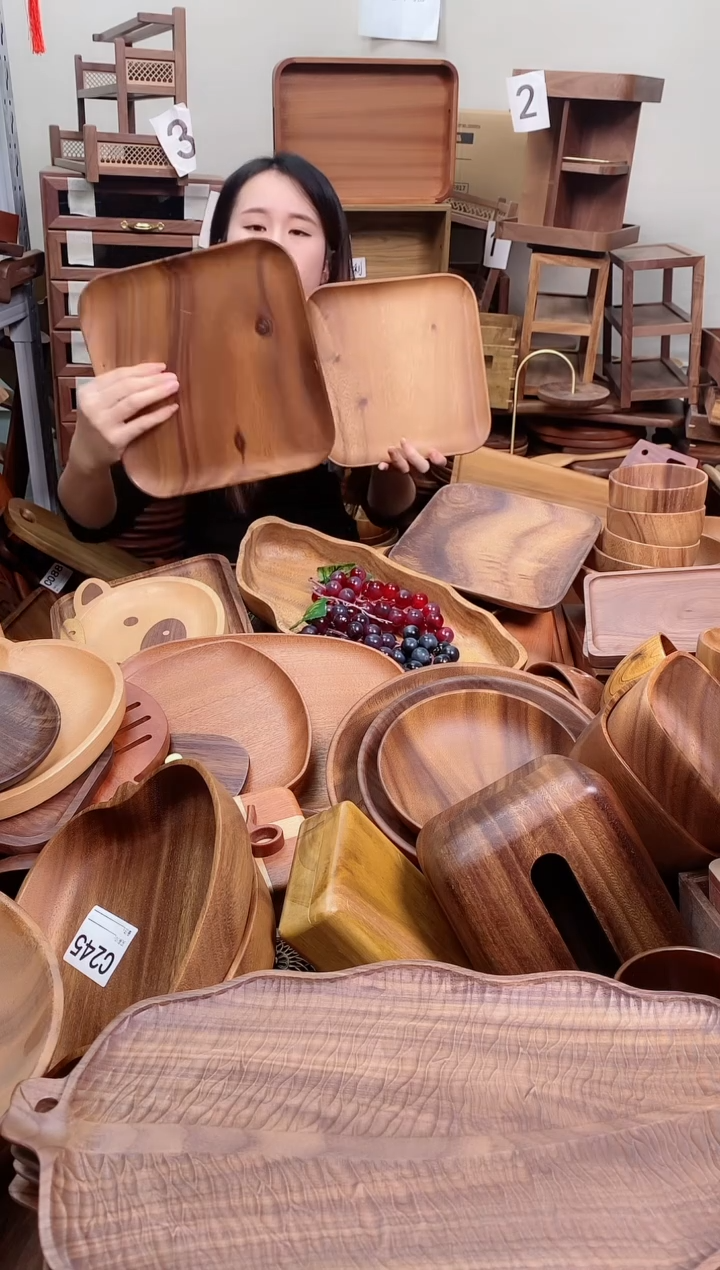 木 南美胡桃木正方盘25*25*2cm  整木 A