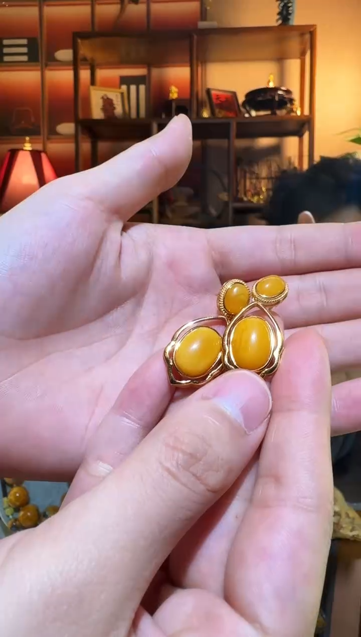 蜜蜡颈饰银S925镶嵌5941天然蜜蜡珠宝奇石