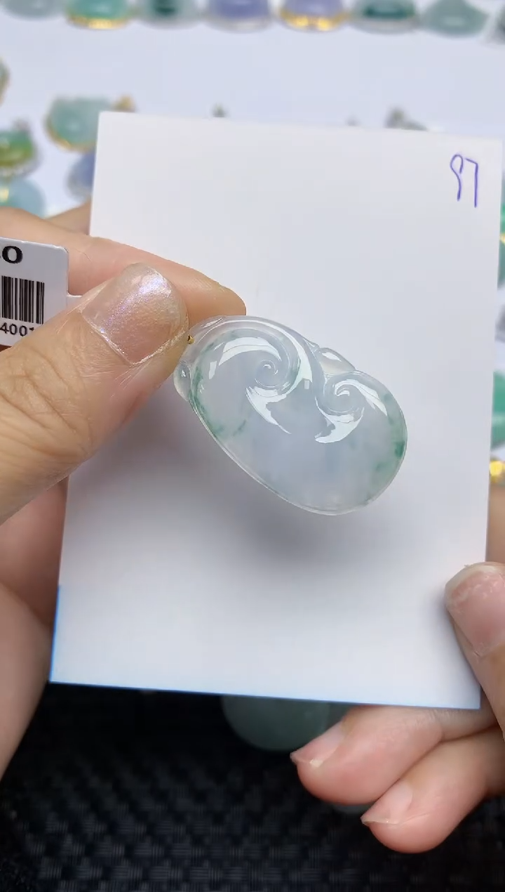 翡翠18K金镶嵌颈饰天然A货翡翠 97