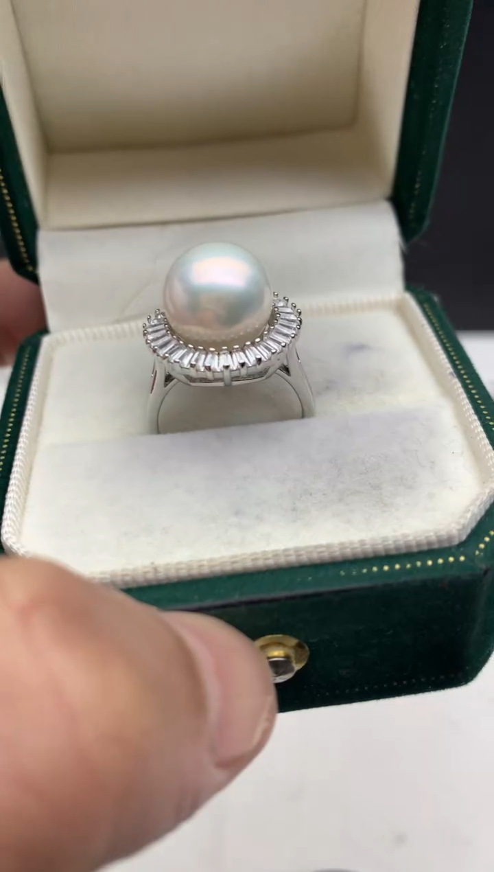 未镶嵌ff淡水珍珠白珠戒指11~12mm