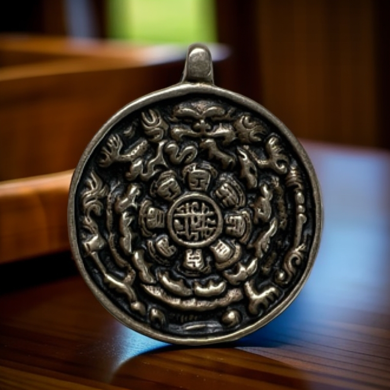 利玛铜九宫八卦牌 到代 模版清晰 皮壳好