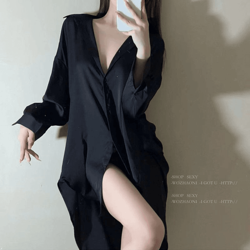 Xunmi/浔觅润丝 春秋睡衣设计感小众气质仿真丝衬衫男友风家居服