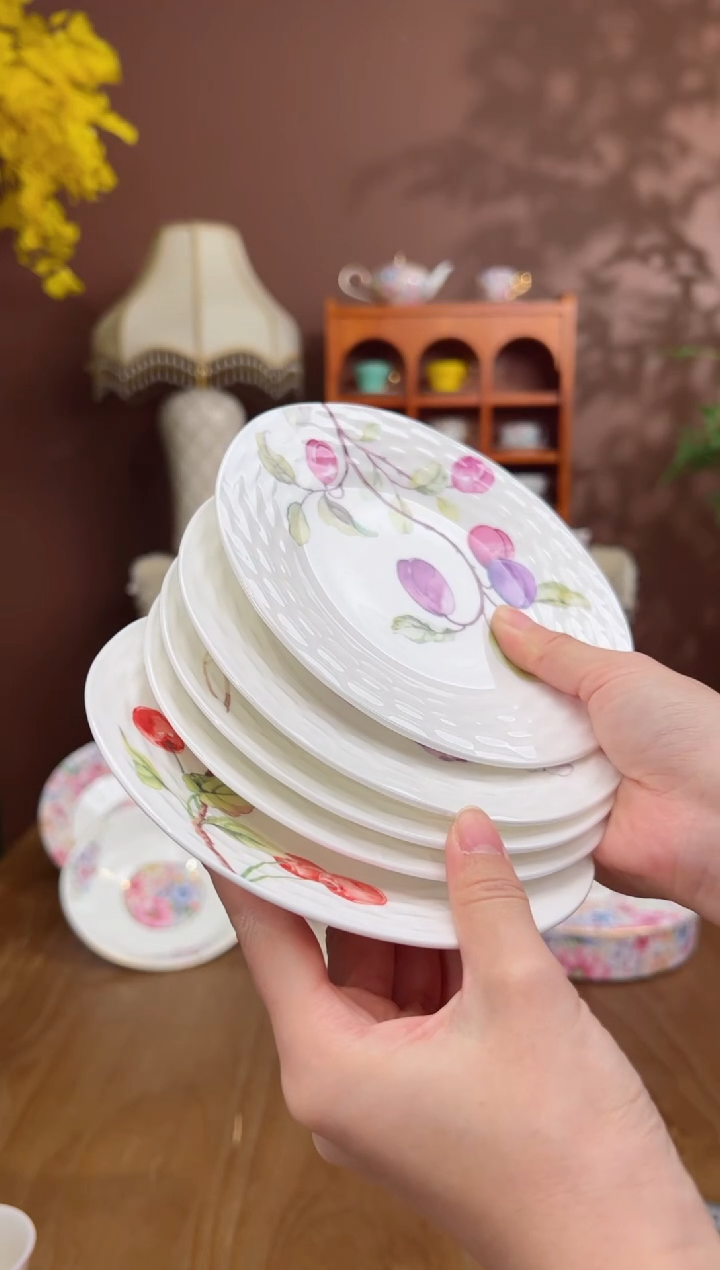 【闪购商品】瓦当浆果藤编6寸点心盘一套5个装