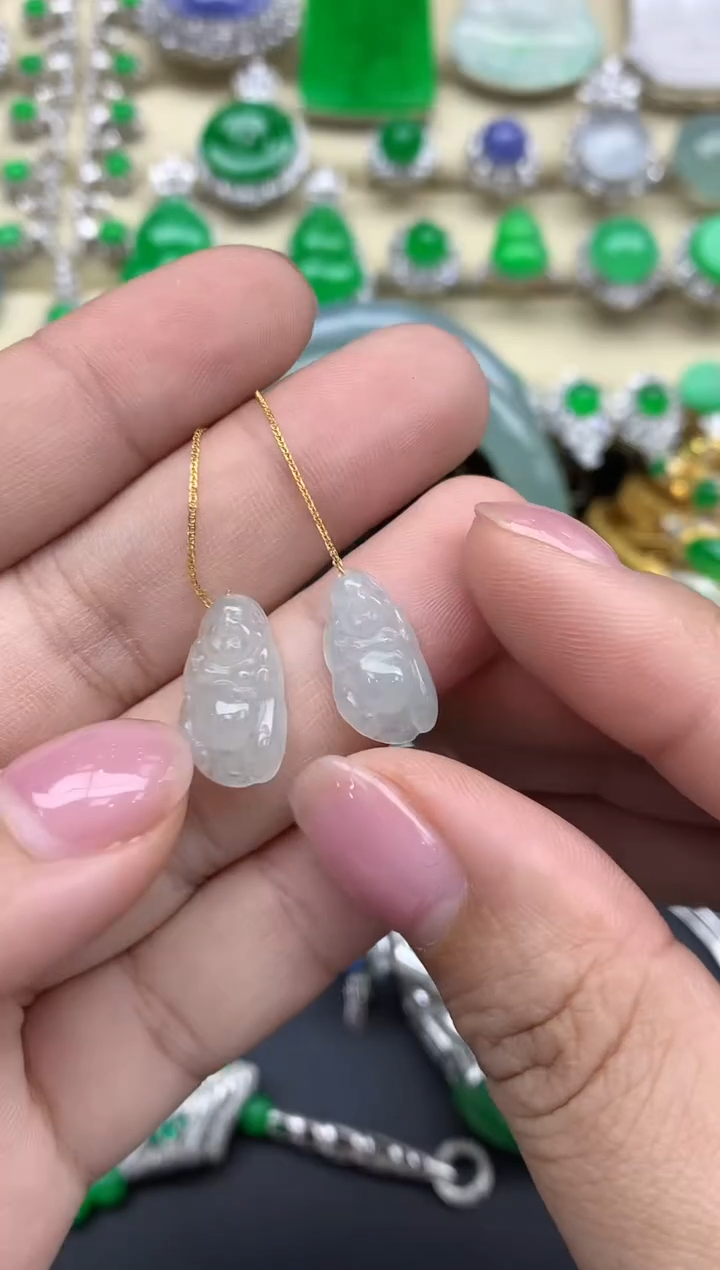 【闪购商品】翡翠耳饰18K金镶嵌137-中国好珍宝1