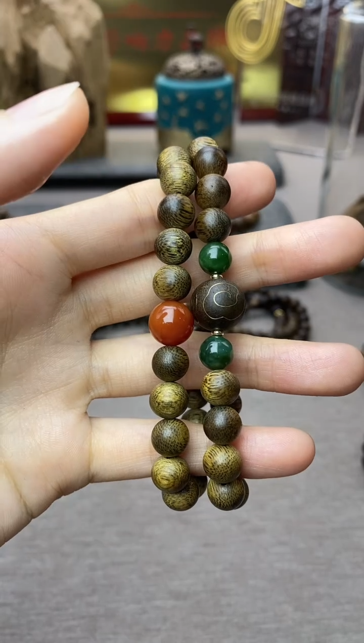 【闪购商品】沉香手串芽庄黄棋楠沉水老料0.8＋祥云1.2设计