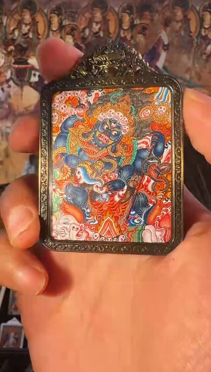 吊坠浮**梦热贡画师尕藏大黑天唐卡