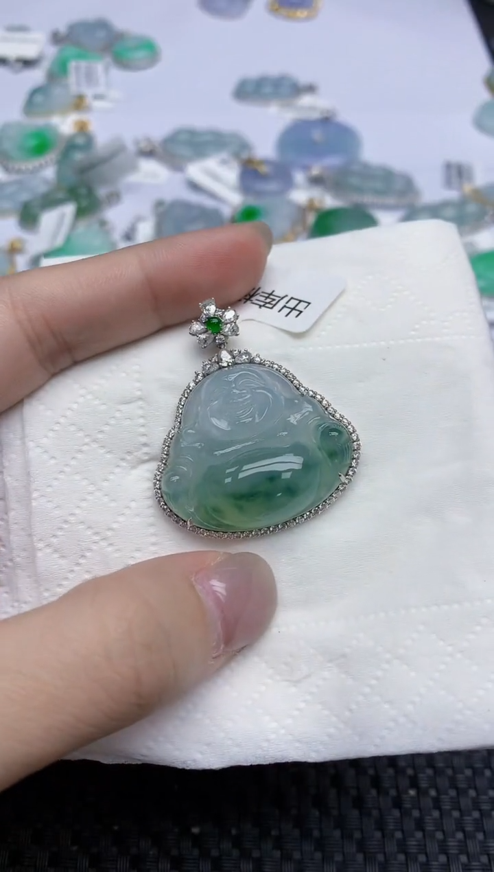 【闪购商品】翡翠颈饰18K金镶嵌天然翡翠A货