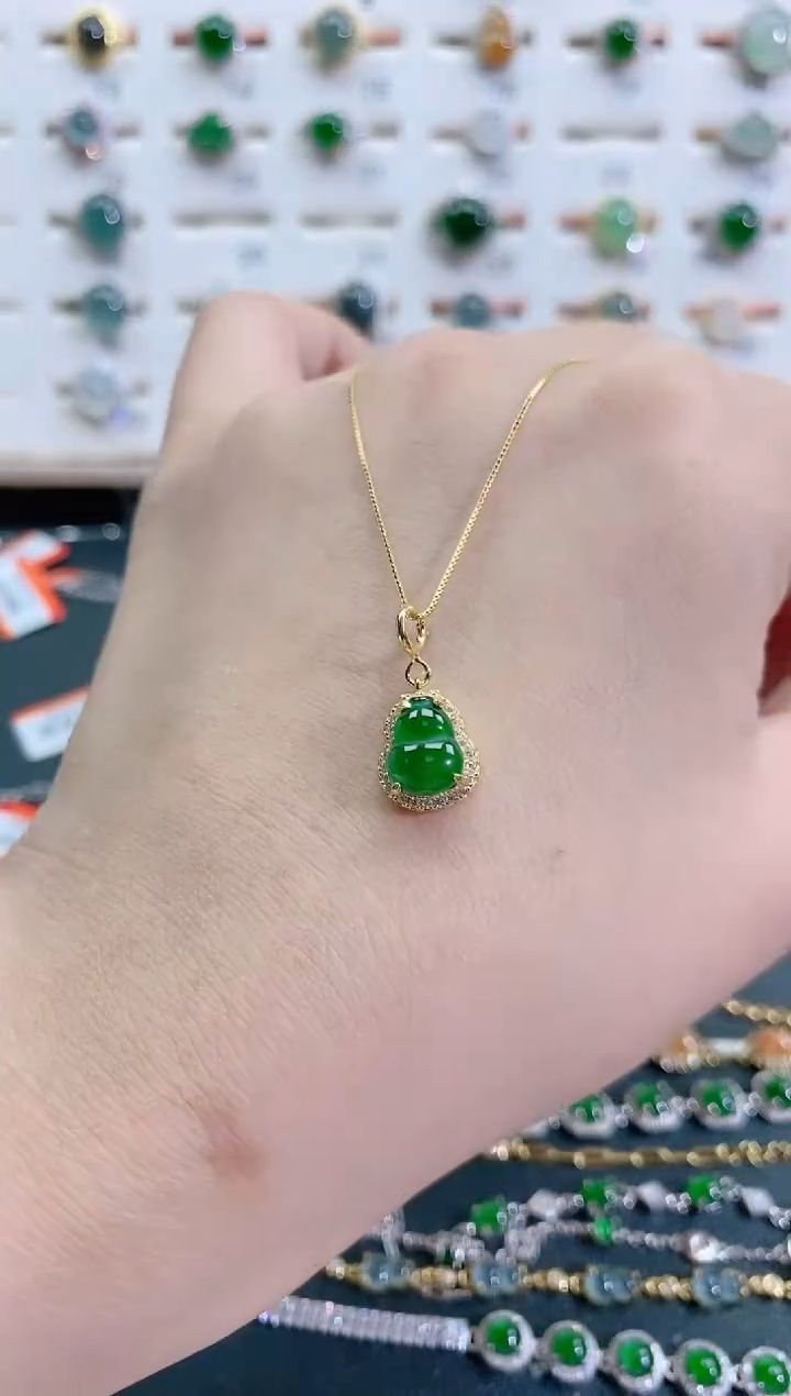 颈饰银S925镶嵌翡翠天然翡翠