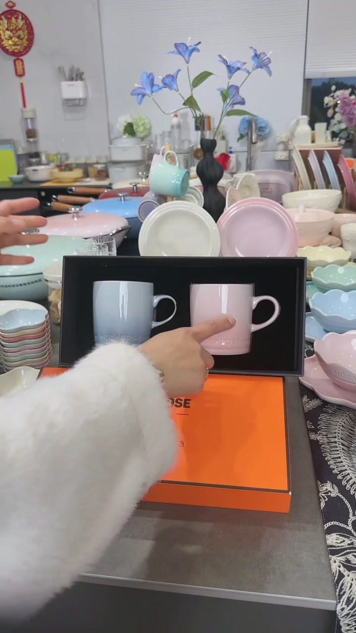 【闪购商品】瓷【春日之约】樱花粉+尼罗蓝对杯礼盒