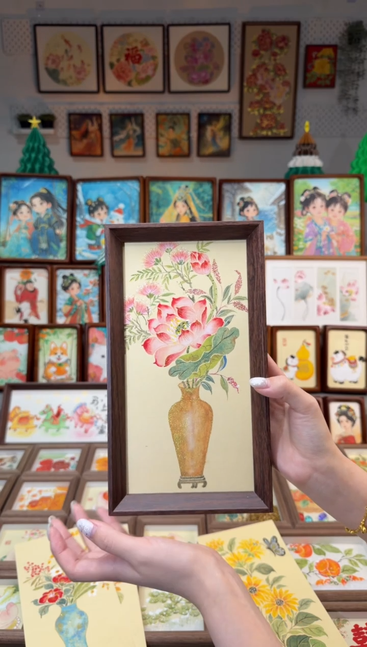 国画花瓶荷花 手绘国画27