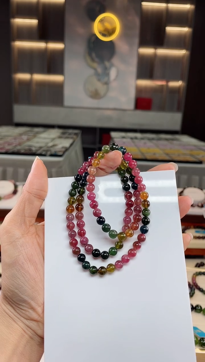 【闪购商品】碧玺三圈手串未镶嵌（多样性发一条）Q