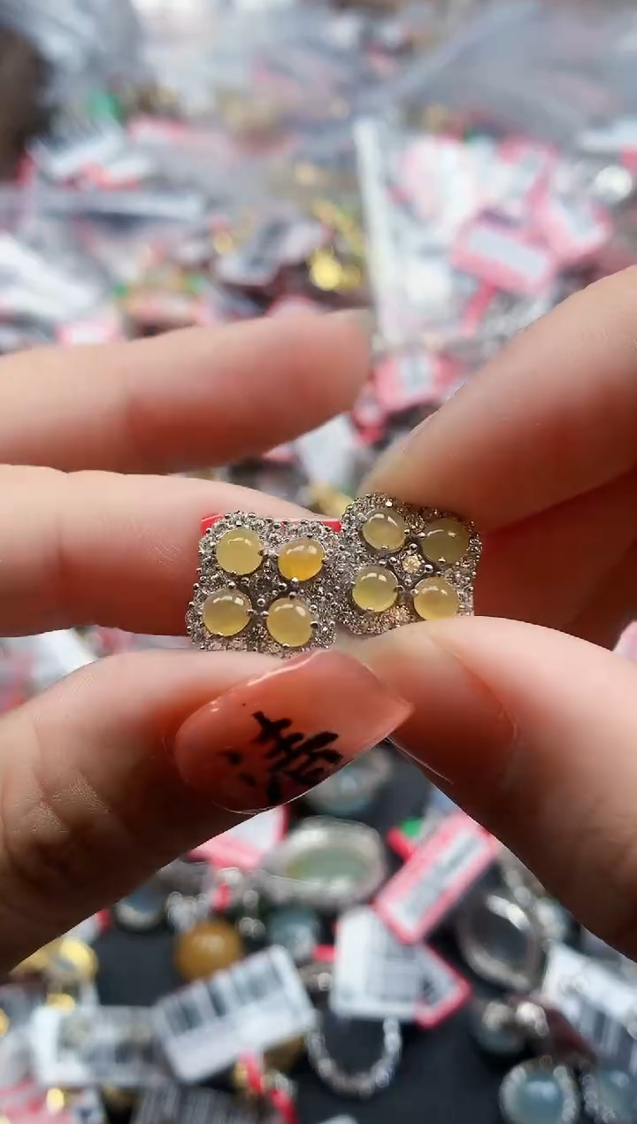 银S925镶嵌戒指翡翠天然A货缅甸翡翠