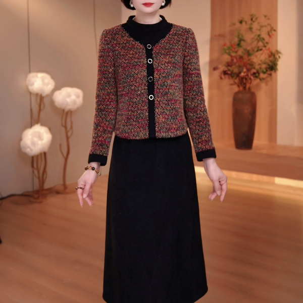 25年冬季新款大码女装连衣裙遮肉显瘦款收腰显瘦 SXE-25-5780