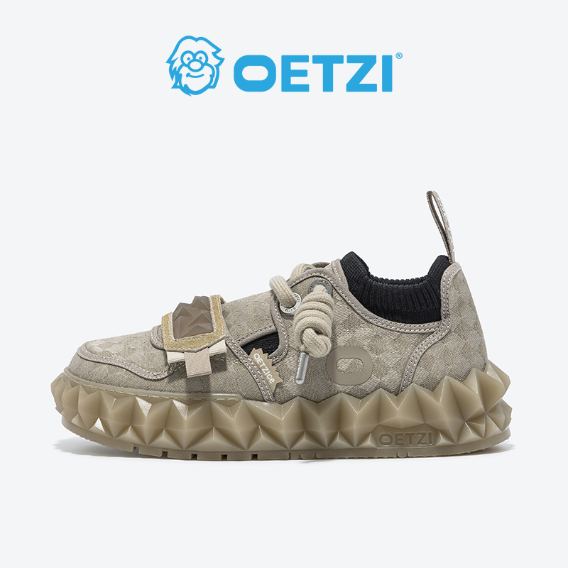 OETZI冰人奥兹新款丑萌鞋厚底小众情侣休闲潮流低帮鞋浅咖色