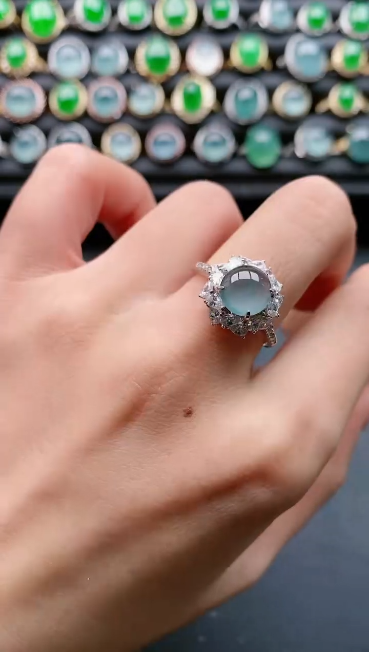 【闪购商品】翡翠戒指银S925镶嵌111111