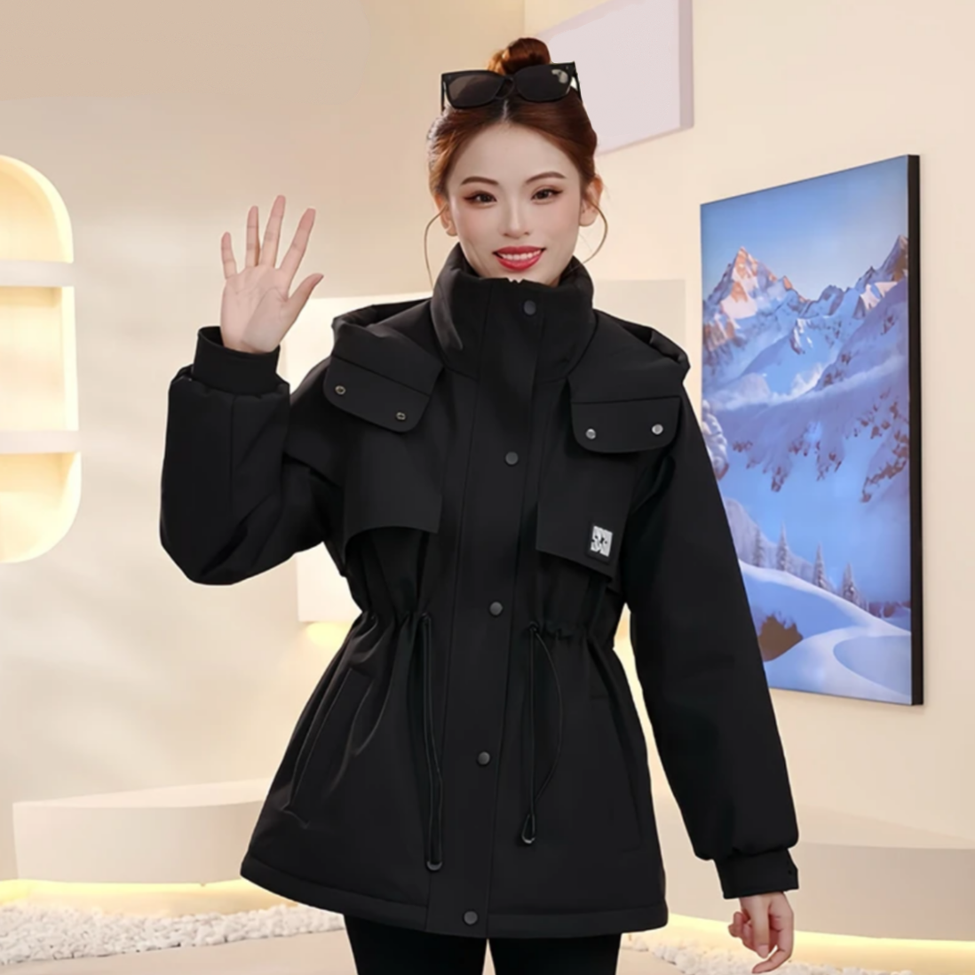 宽松型常规极简风拉链冬季显瘦韩系时尚短款休闲羽绒服