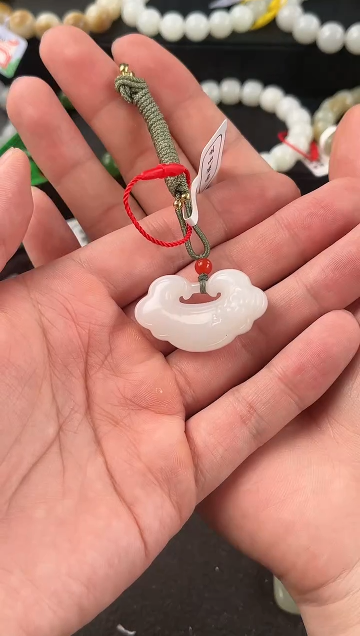 【闪购商品】和田玉如意锁未镶嵌且末天泰白玉如意锁微色差