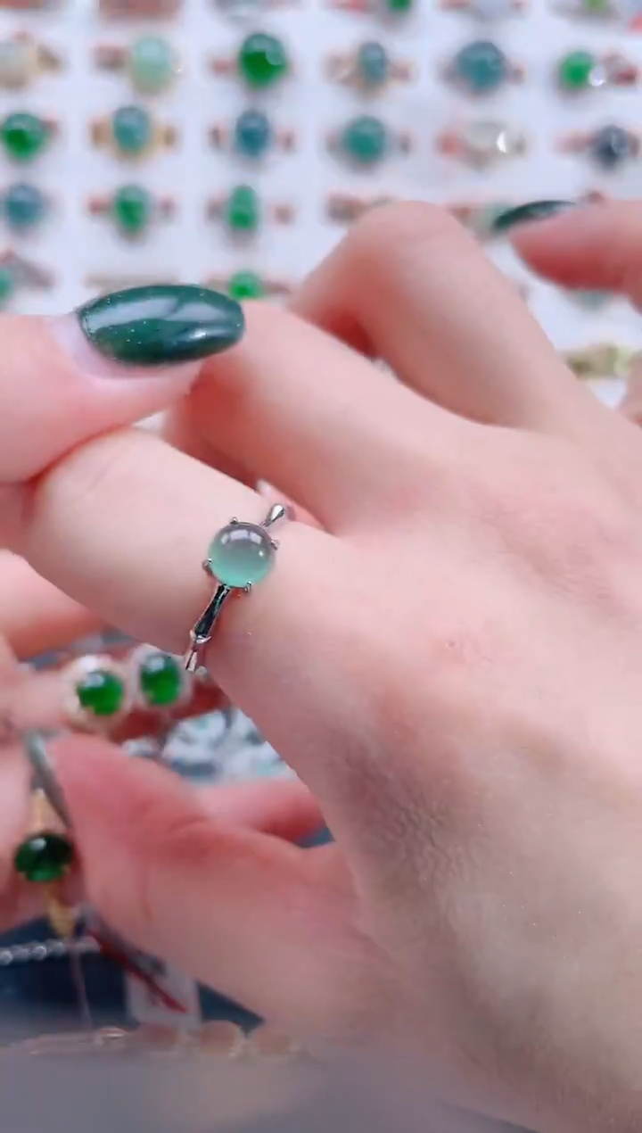 银S925镶嵌戒指翡翠天然翡翠