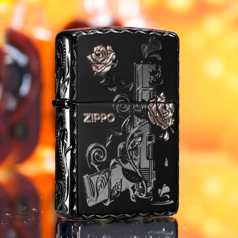 zippo打火机枪火蔷薇官方正品防风送男生生日礼物送礼实用520