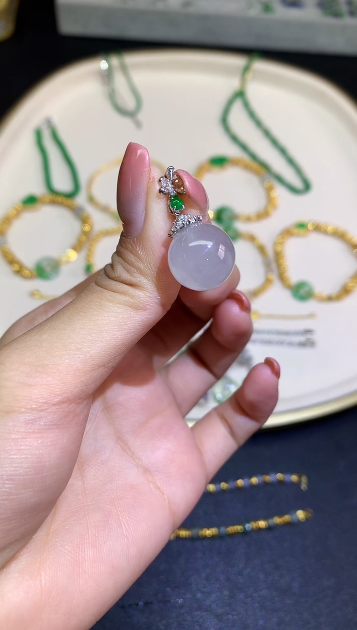 翡翠18K金镶嵌吊坠(不含链)吊坠A358|9999