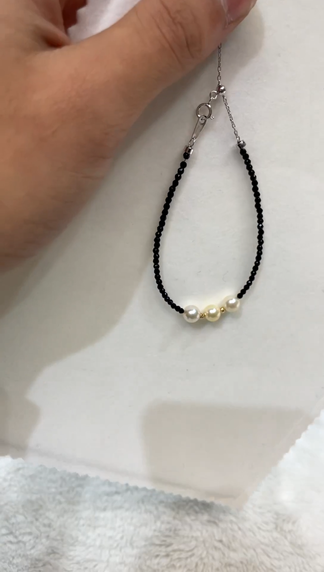 银S925镶嵌手绳海水珍珠 