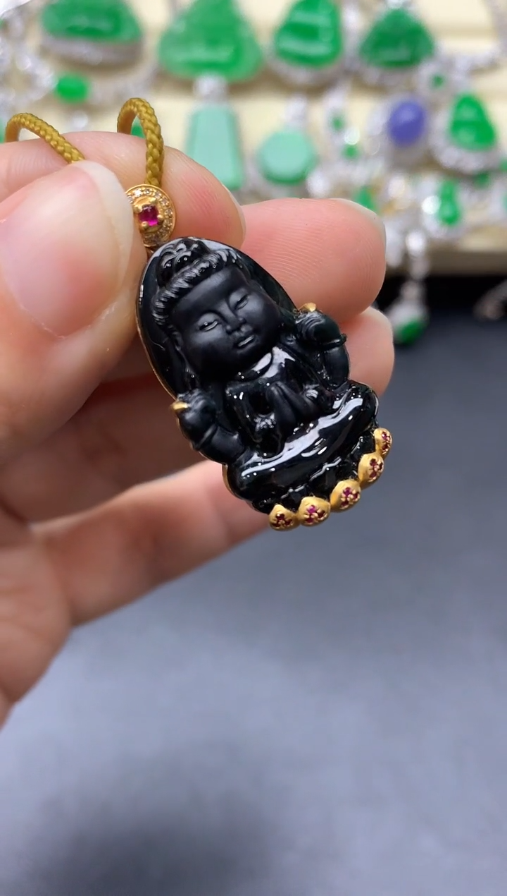 颈饰18K金镶嵌翡翠349-中国好珍宝