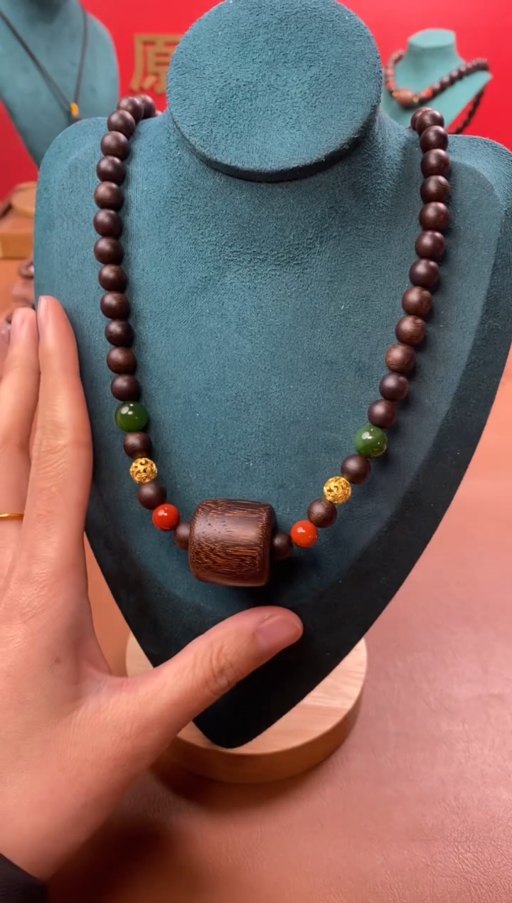 【闪购商品】沉香手串Y玉化紫08三圈+虎斑留疤白沉香木雕顶珠