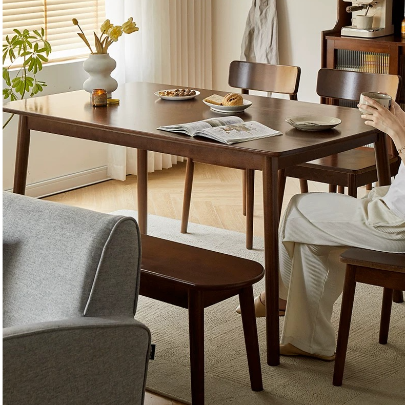 云云佳美全实木餐桌胡桃色餐厅桌子家用小户型简约餐桌椅组合
