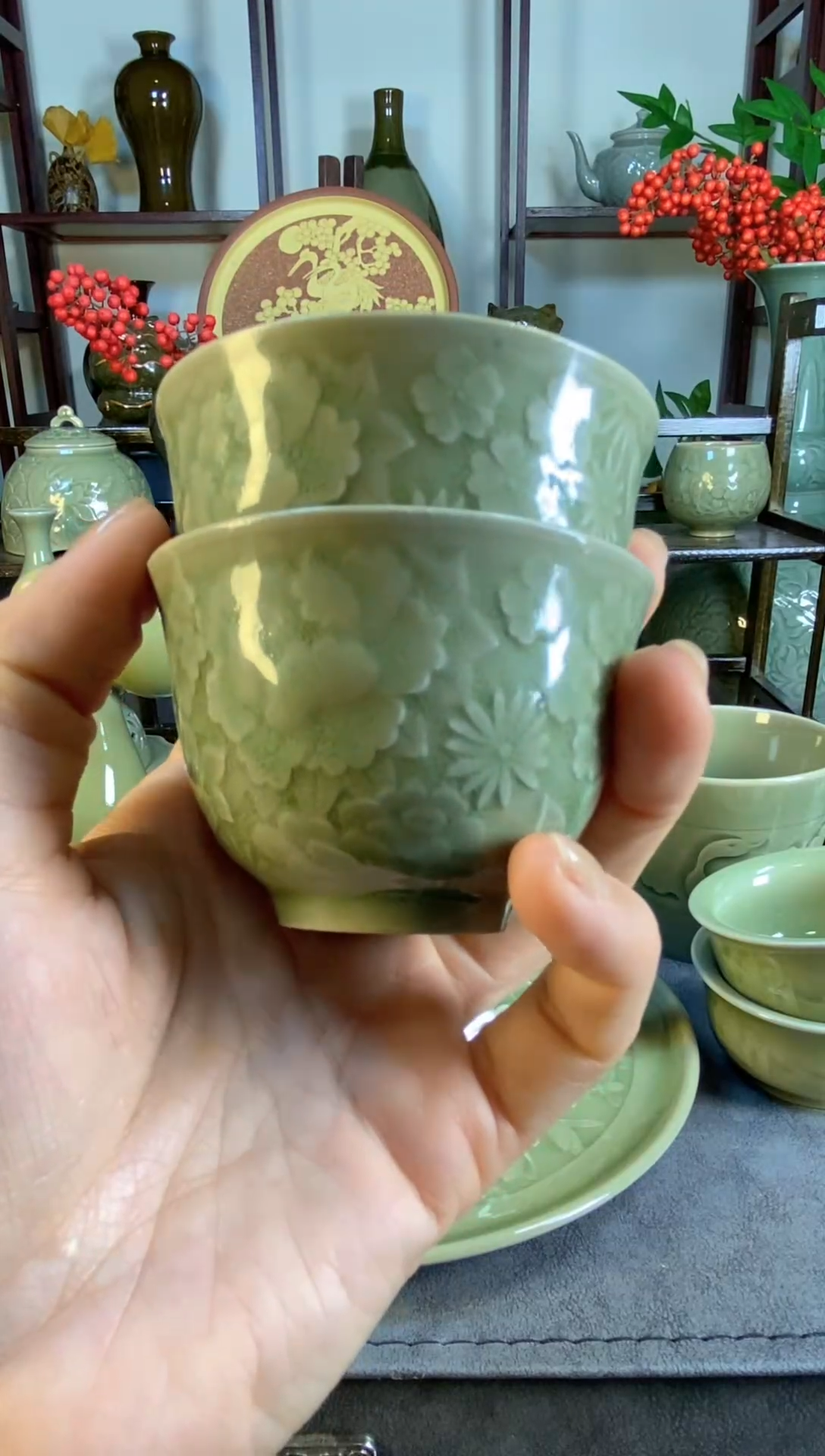 老货 微瑕处理 百花铃铛杯 【2只】