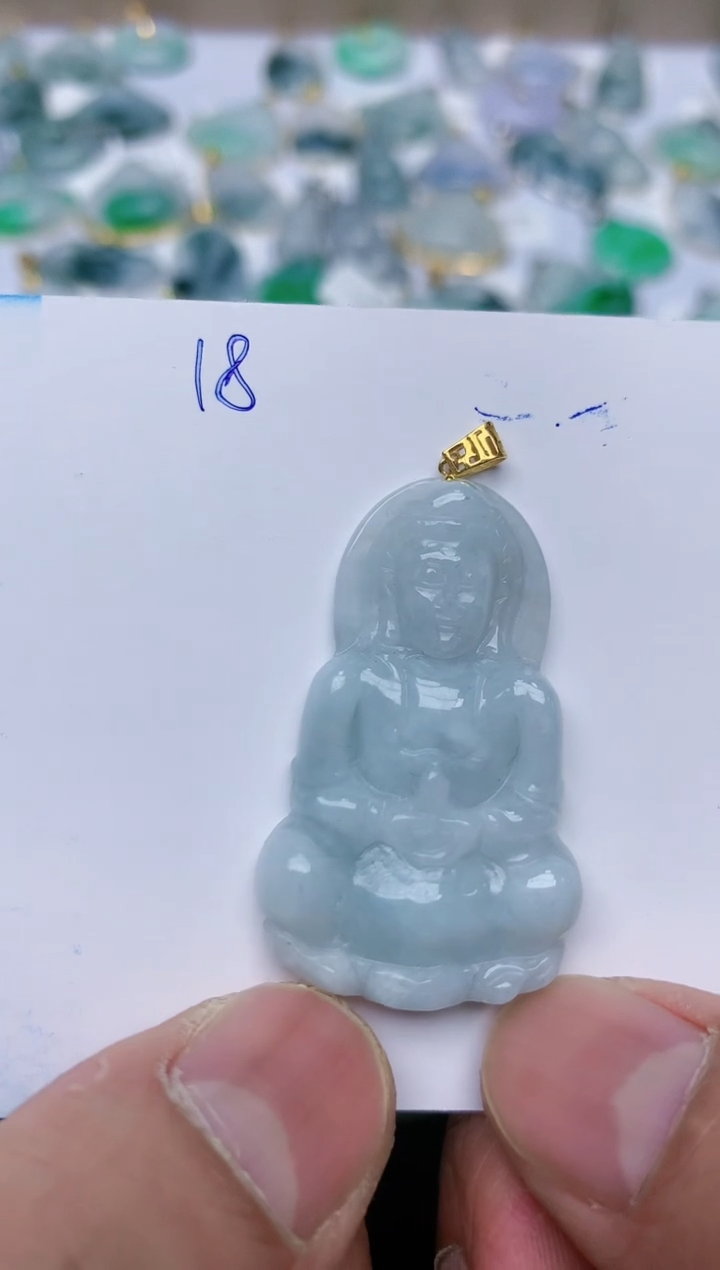 【闪购商品】翡翠颈饰18K金镶嵌天然翡翠A货    