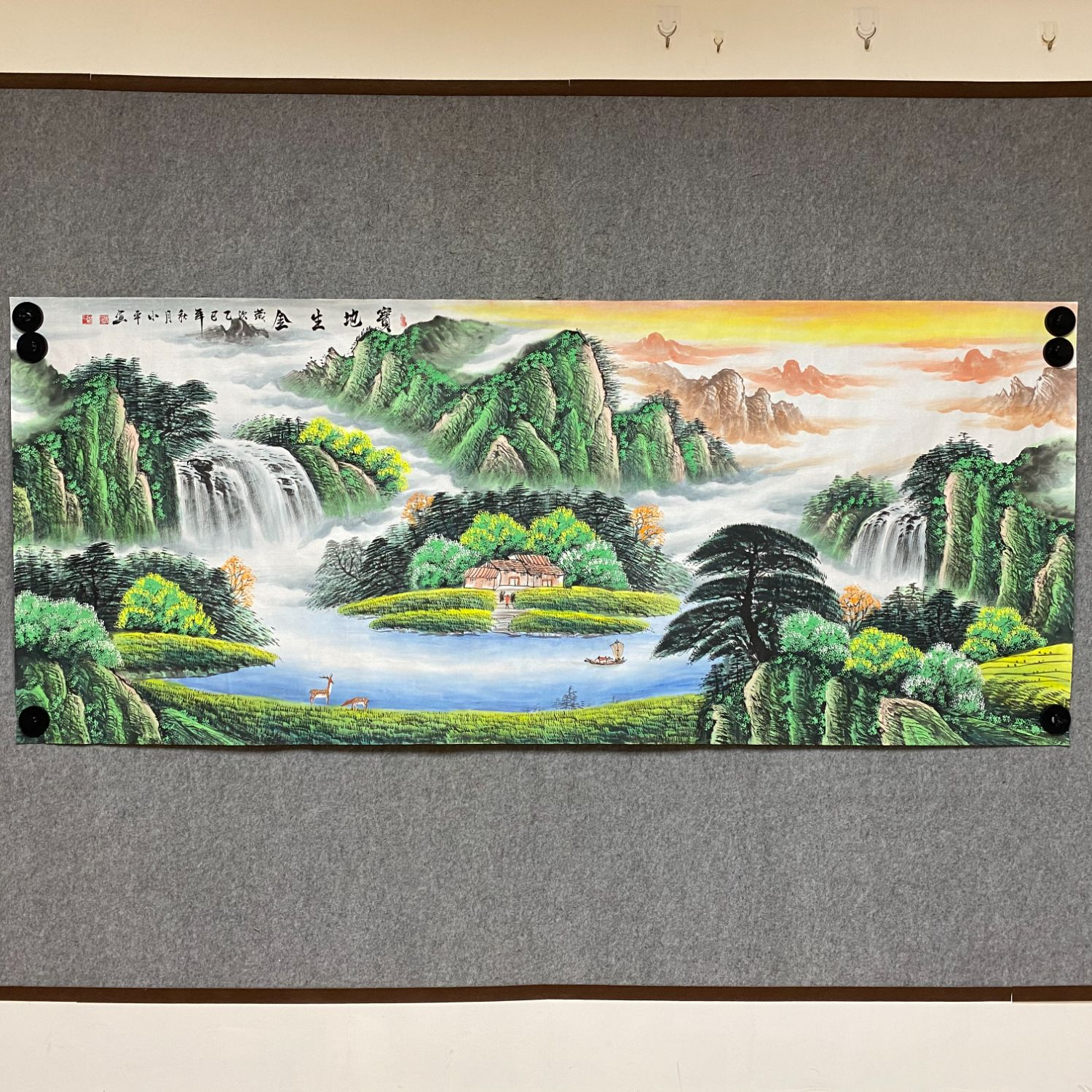 宝地生金国画—周小平老师纯手绘小八尺2.4/1米绘画画芯