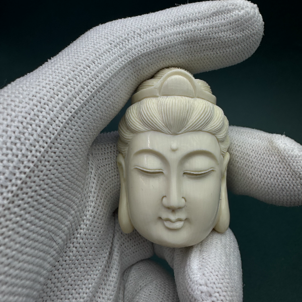 DK1148天然猛犸牙佛头支持鉴定假一罚四