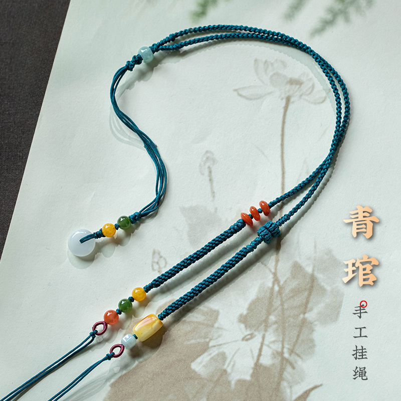 全手工编织横穿项链挂绳转运珠天珠挂绳可调节正男士天珠吊坠绳