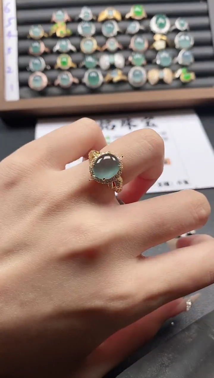 银S925镶嵌戒指翡翠51511