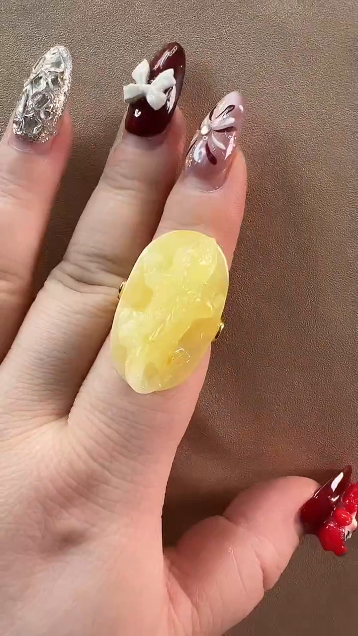 【闪购商品】琥珀戒指银S925镶嵌戒指